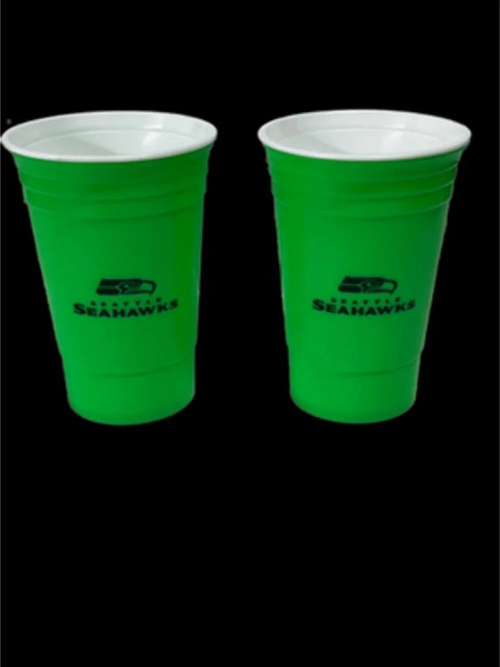 2x Seattle Seahawks NFL Football Plastic Cups Green Tailgate Party Picnic Dorm